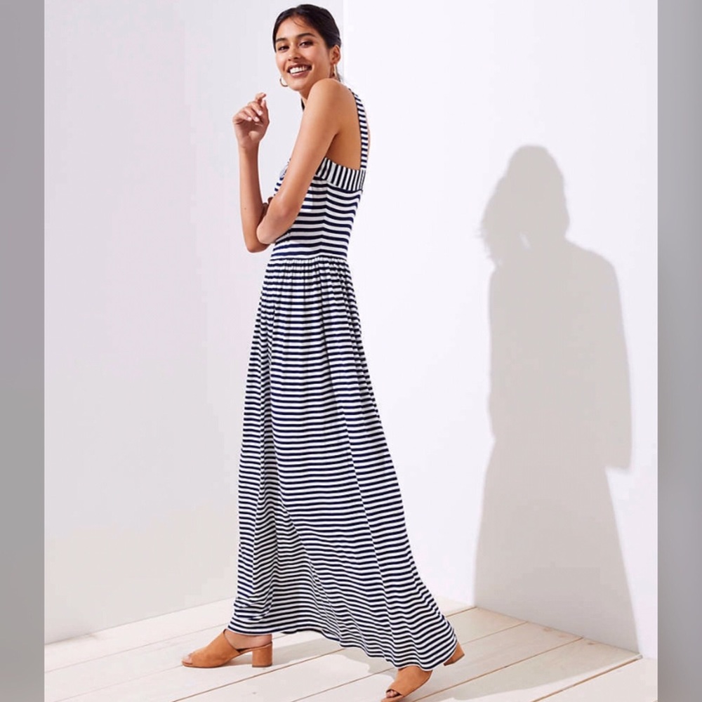 Loft Striped Strappy Maxi Dress